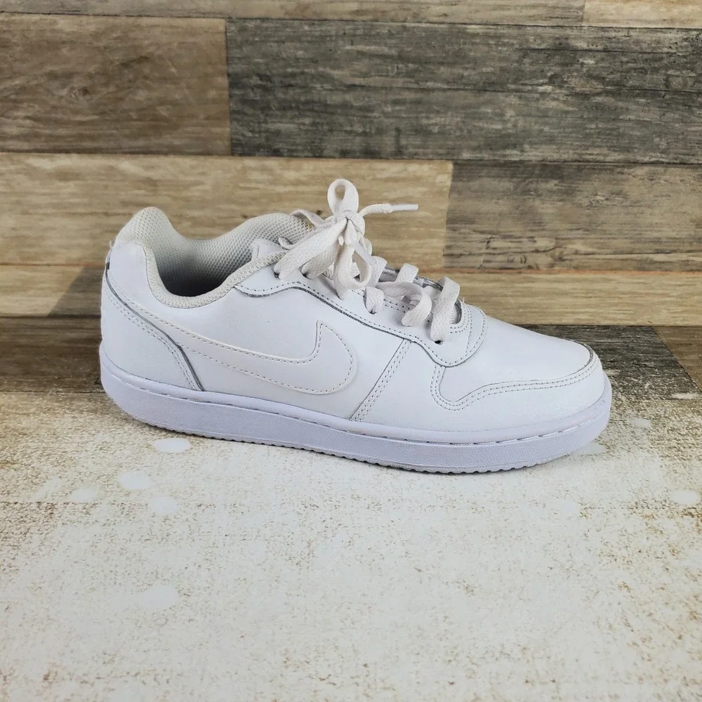 Nike Ebernon Low Womens Shoes Sz 7 Athletic Triple White Leather Sneaker
